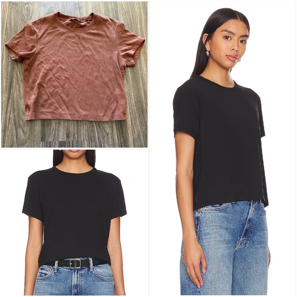 Cuts Clothing x Revolve Almost Friday Tee Cropped in Brown Jersey Tee Small - Picture 1 of 7